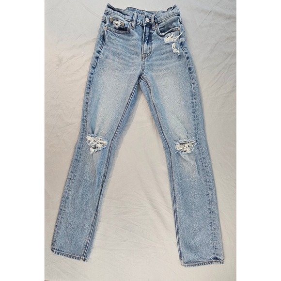 American Eagle Outfitters Denim - American Eagle 000 (24") Super High Rise Distressed Jeans Lighter Wash L700